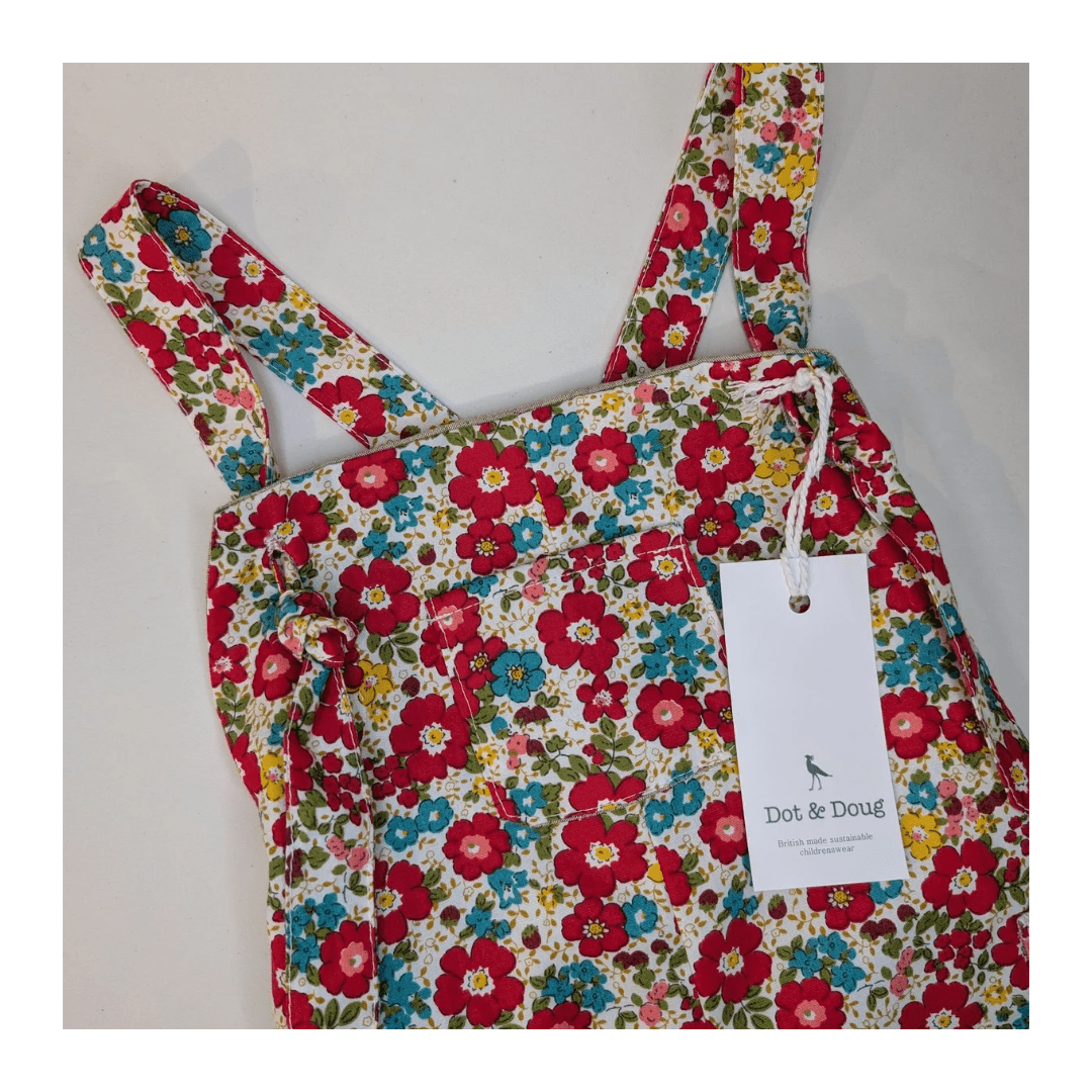 Bright Red Floral Dunagrees