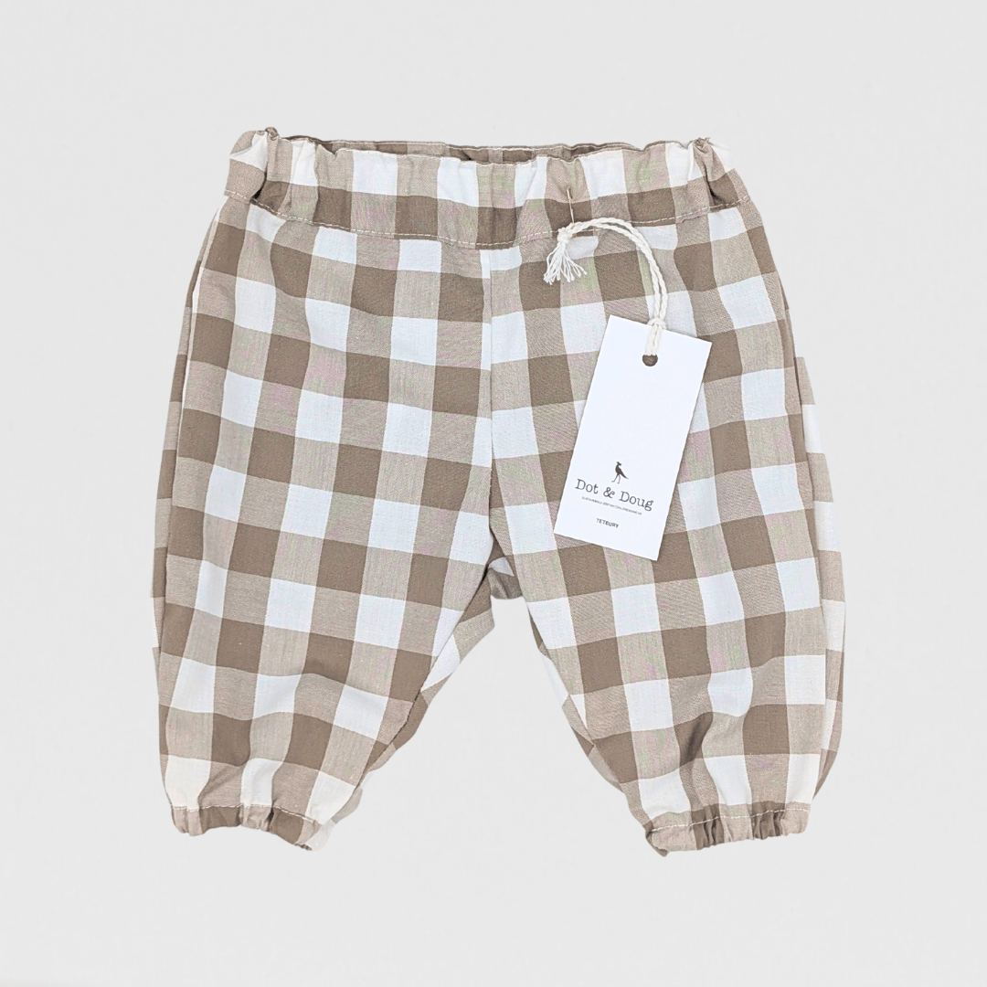 Clara Chequered Trouser | Stone/White