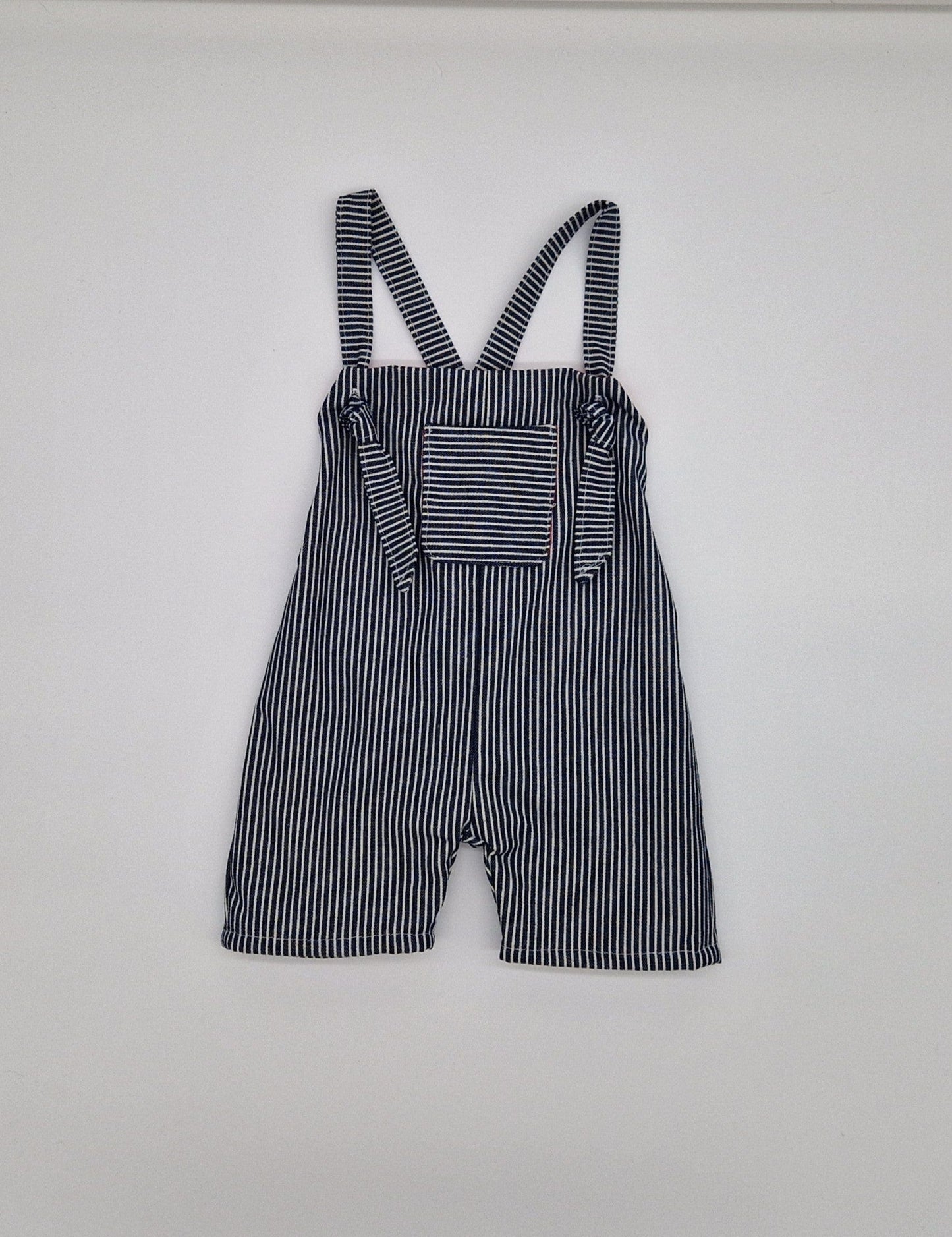 DENIM STRIPE SHORTIE DUNGAREES