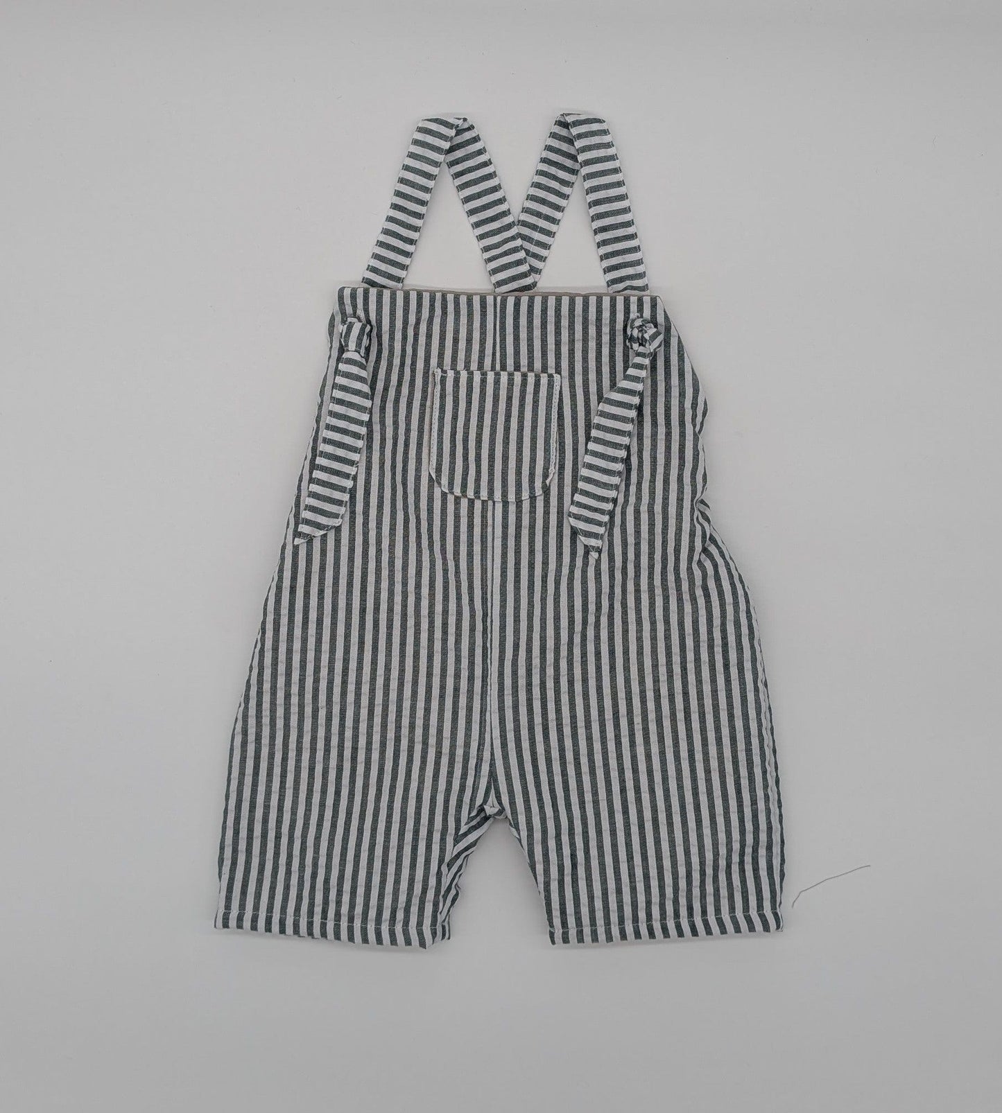 Green Stripe Shortie Dungarees