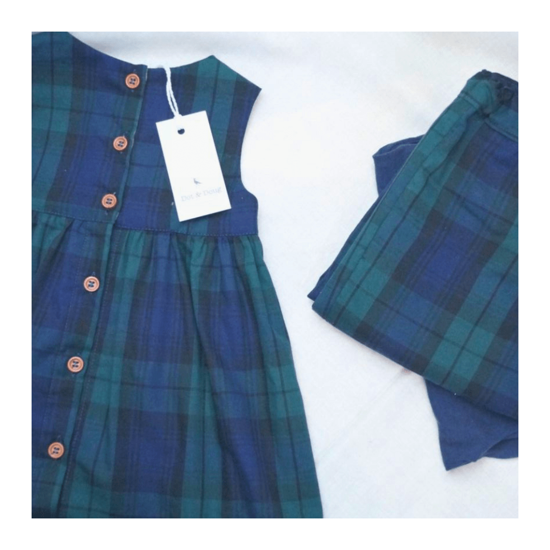 GREEN TARTAN SLEEVELESS DRESS