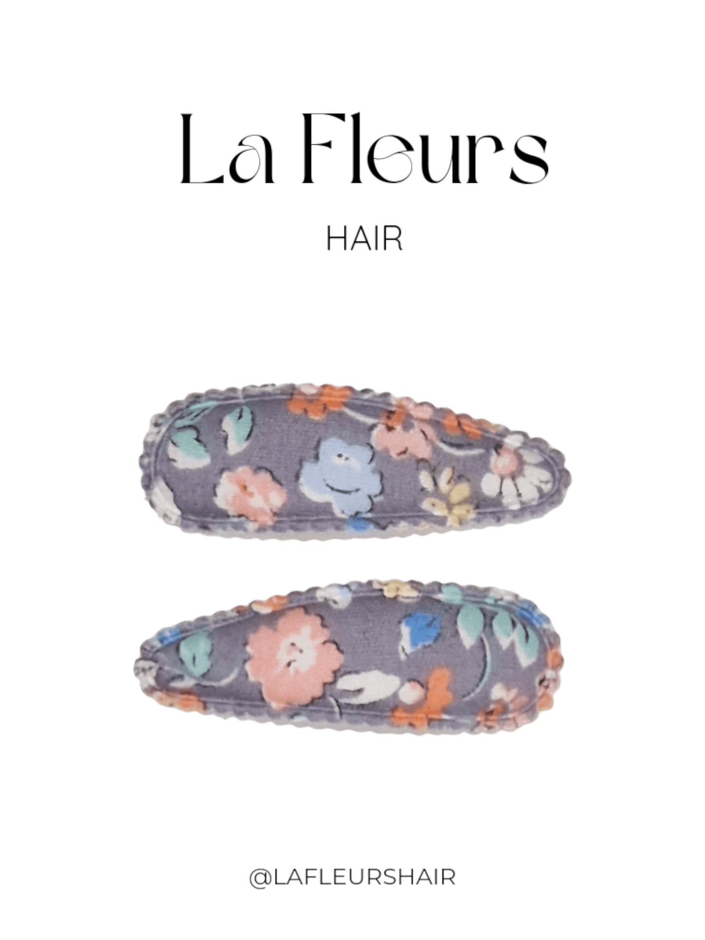 Grey Floral Hair Clips