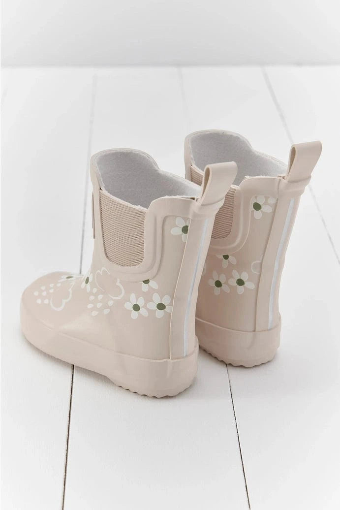 PRE-ORDER Pampas Cream Floral Short Colour-Changing Kids Wellies