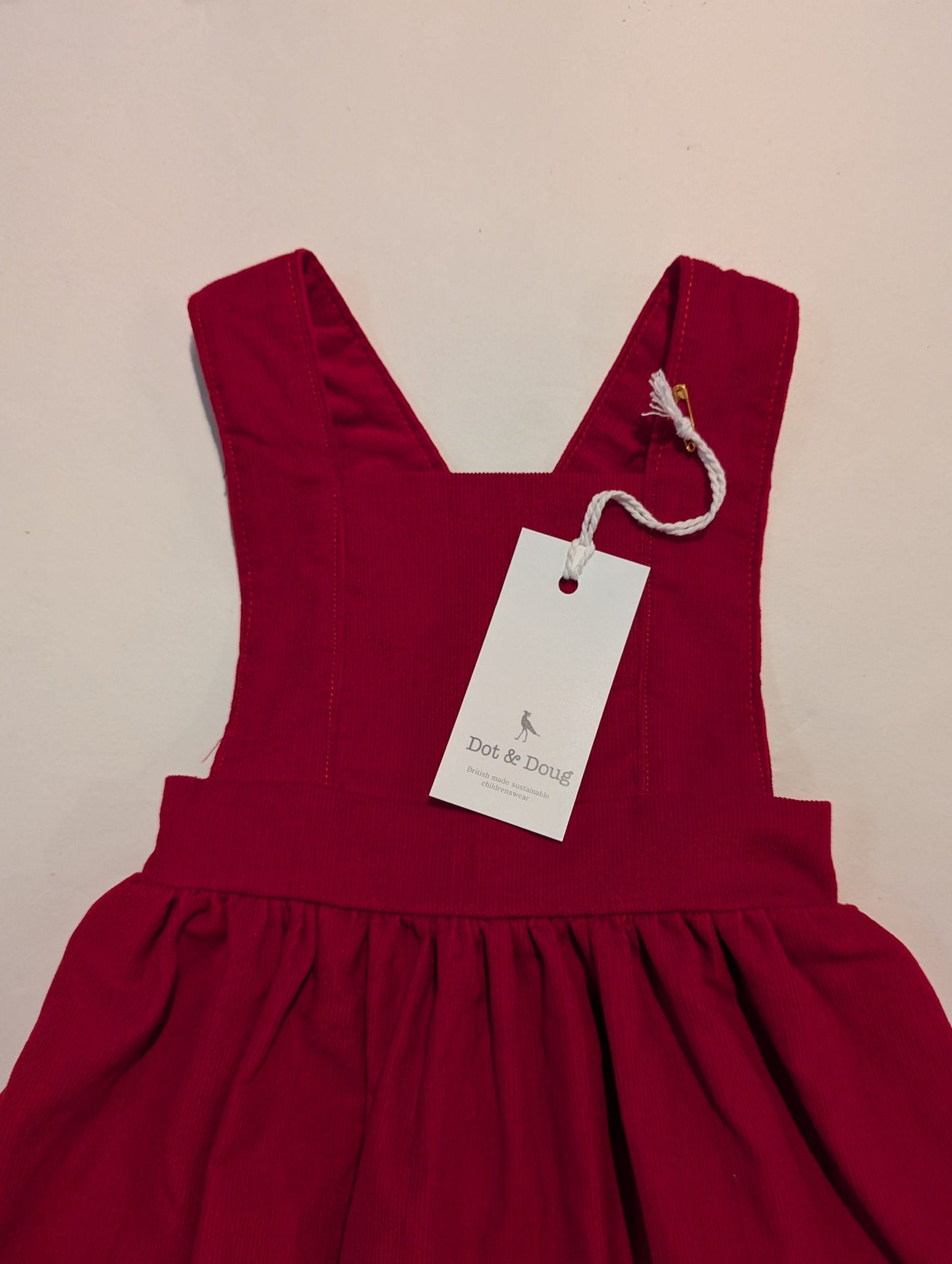 RED NEEDLECORD PINAFORE DRESS