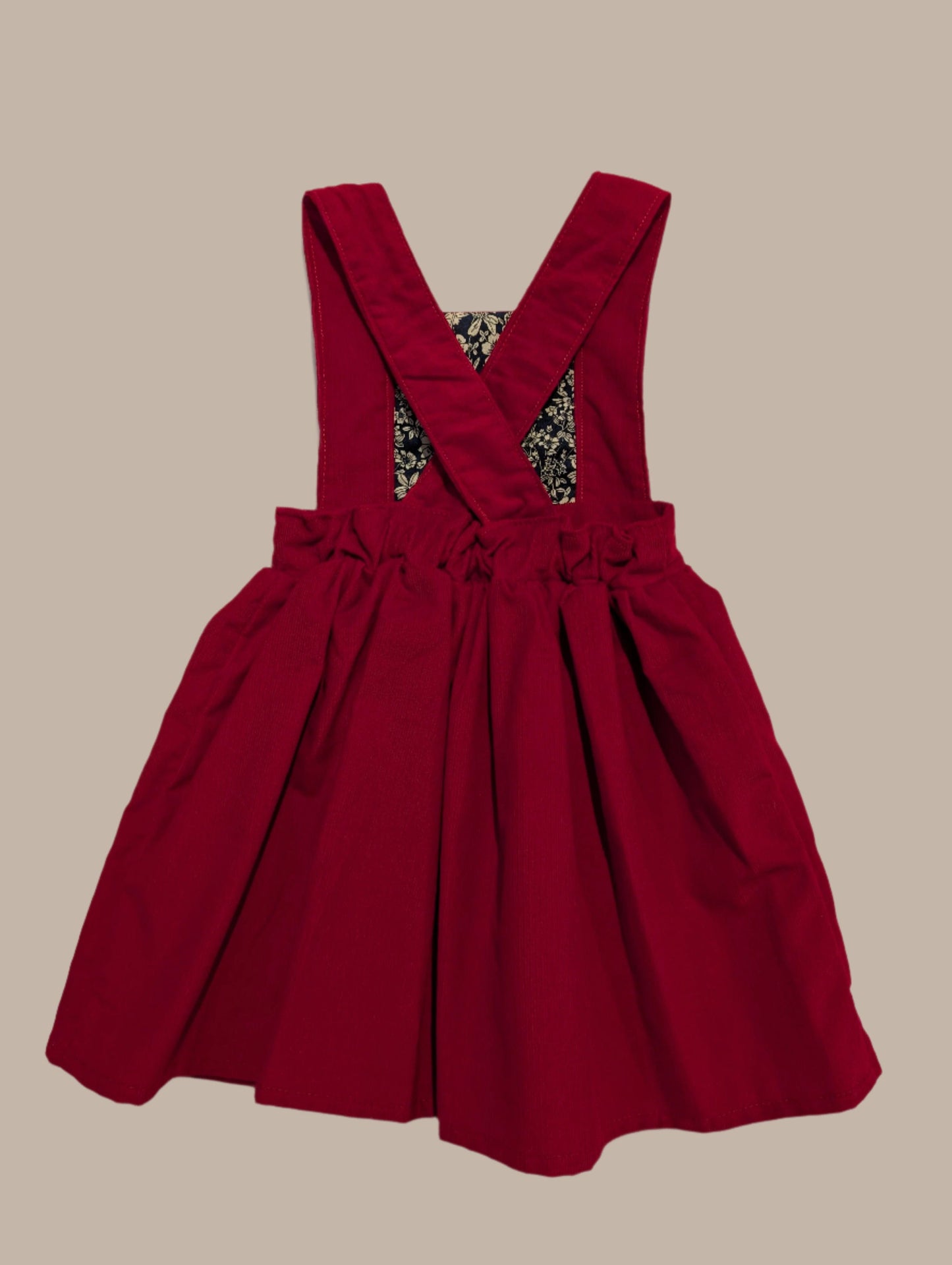 RED NEEDLECORD PINAFORE DRESS