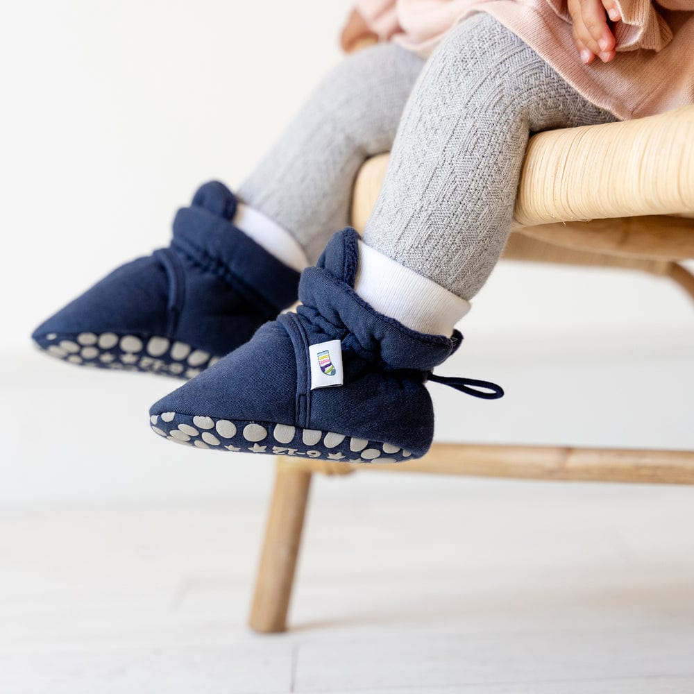 Stay-on Non-Slip Bootie - Perfect pram Slipper or Baby Carrier boot - Navy