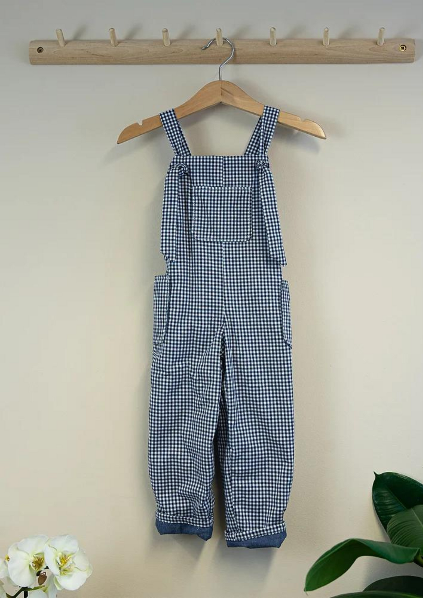 Dungarees - Navy Gingham