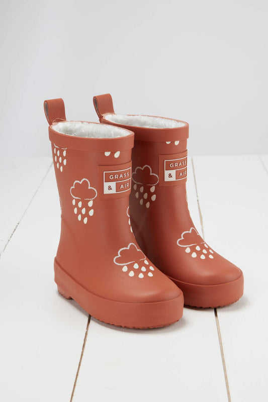 UK13 Burnt Orange Colour-Changing Kids Wellies