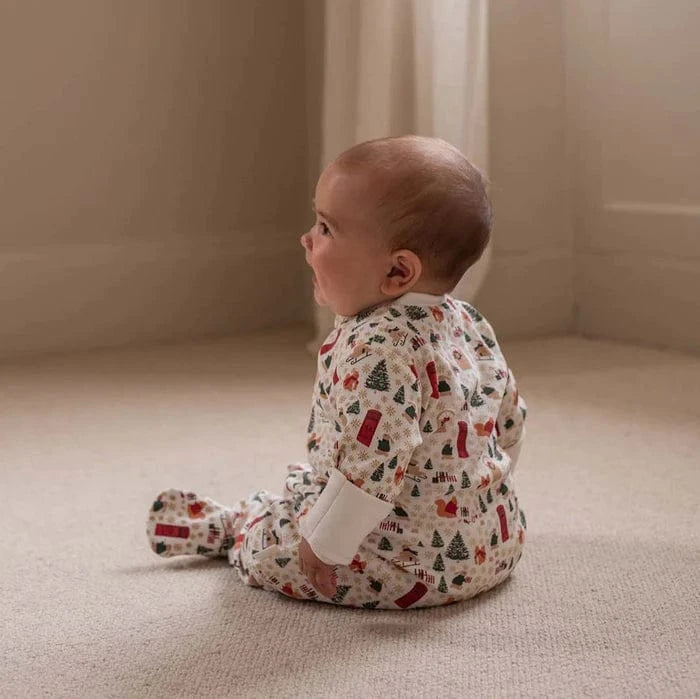 Christmas Baby Jersey Sleepsuit - Festive Forest