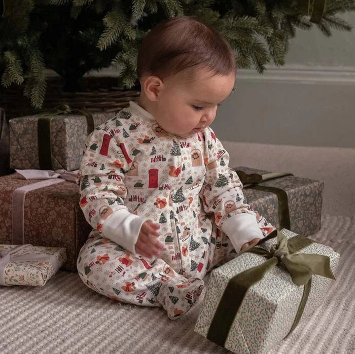 Christmas Baby Jersey Sleepsuit - Festive Forest