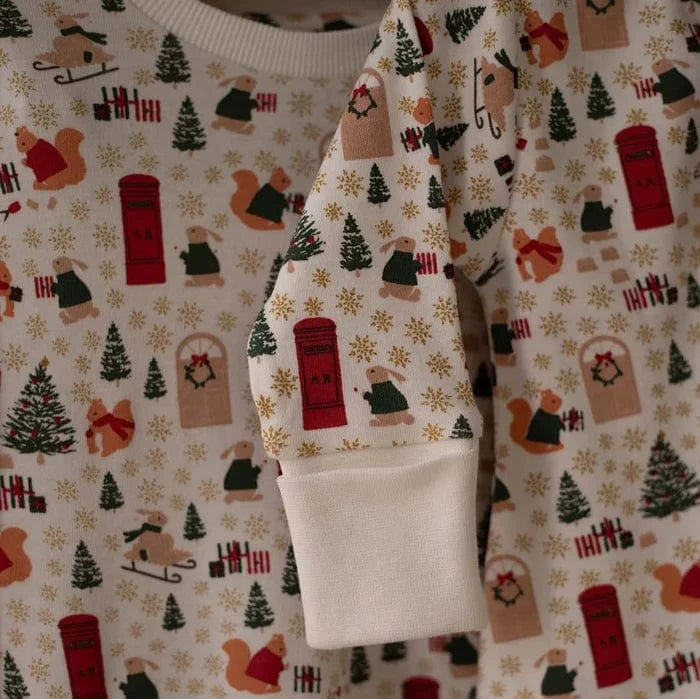 Christmas Baby Jersey Sleepsuit - Festive Forest