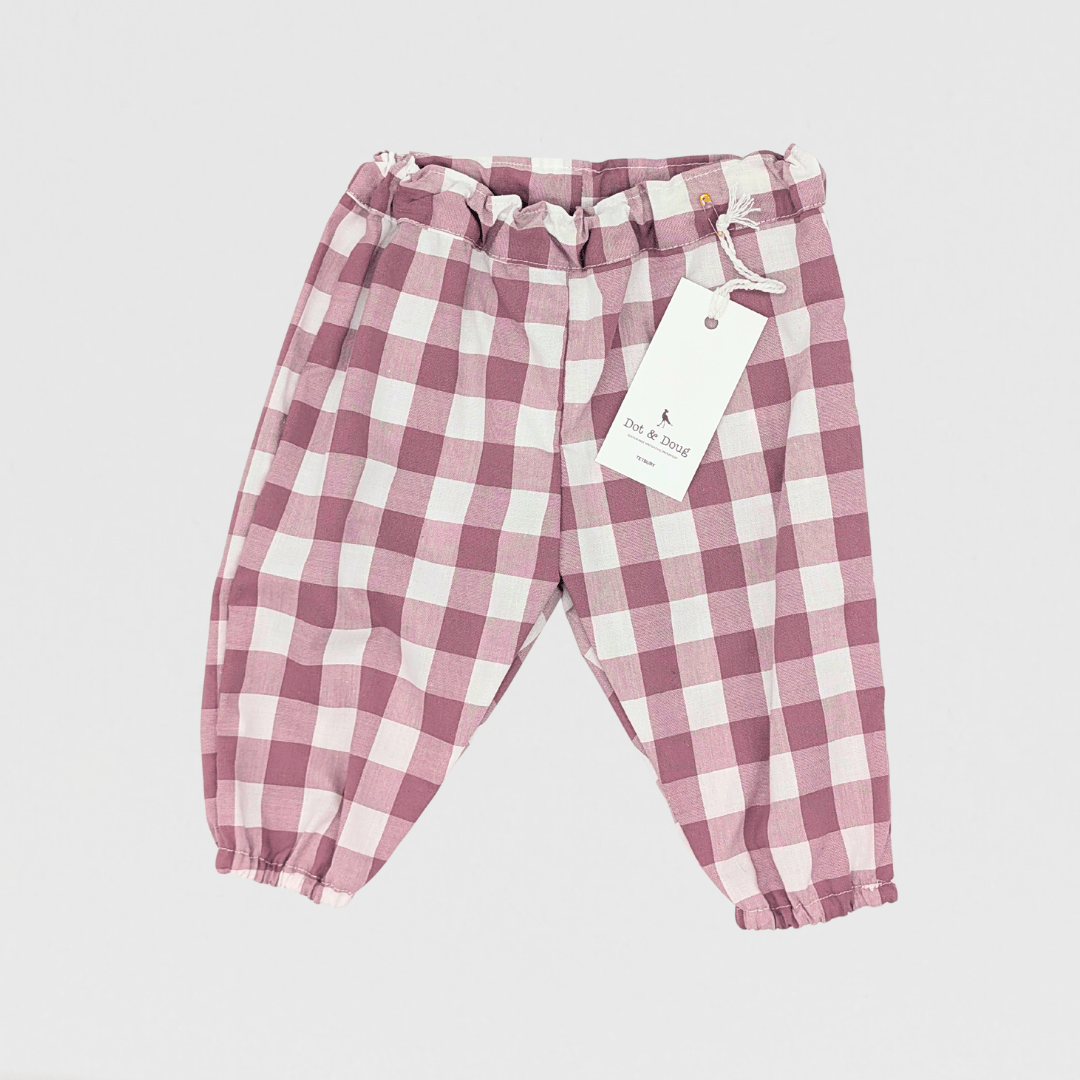 Clara Chequered Trouser | Dusk Pink/White
