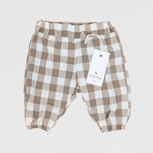 Clara Chequered Trouser | Stone/White