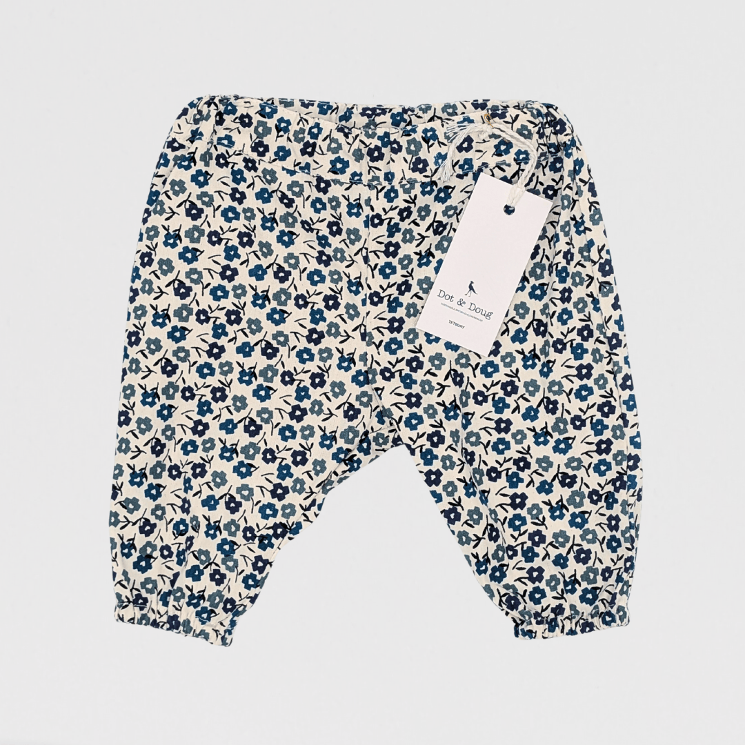 Daisy Floral Print Trousers | Blue/Green/White