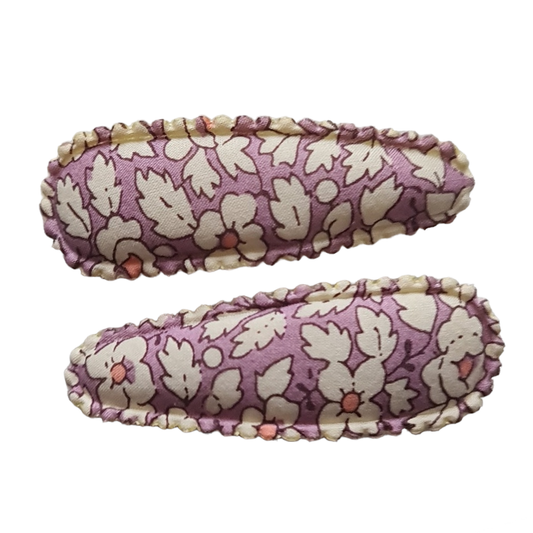 Almond Scallop Clips - Liberty Feather Fields Pink