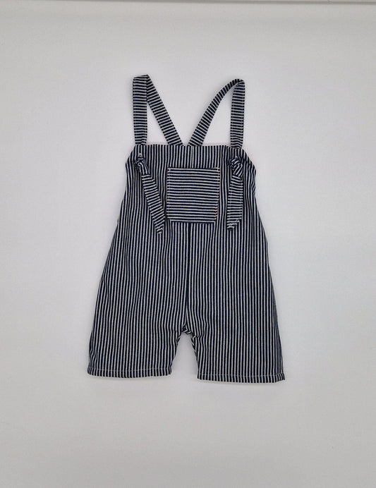 DENIM STRIPE SHORTIE DUNGAREES