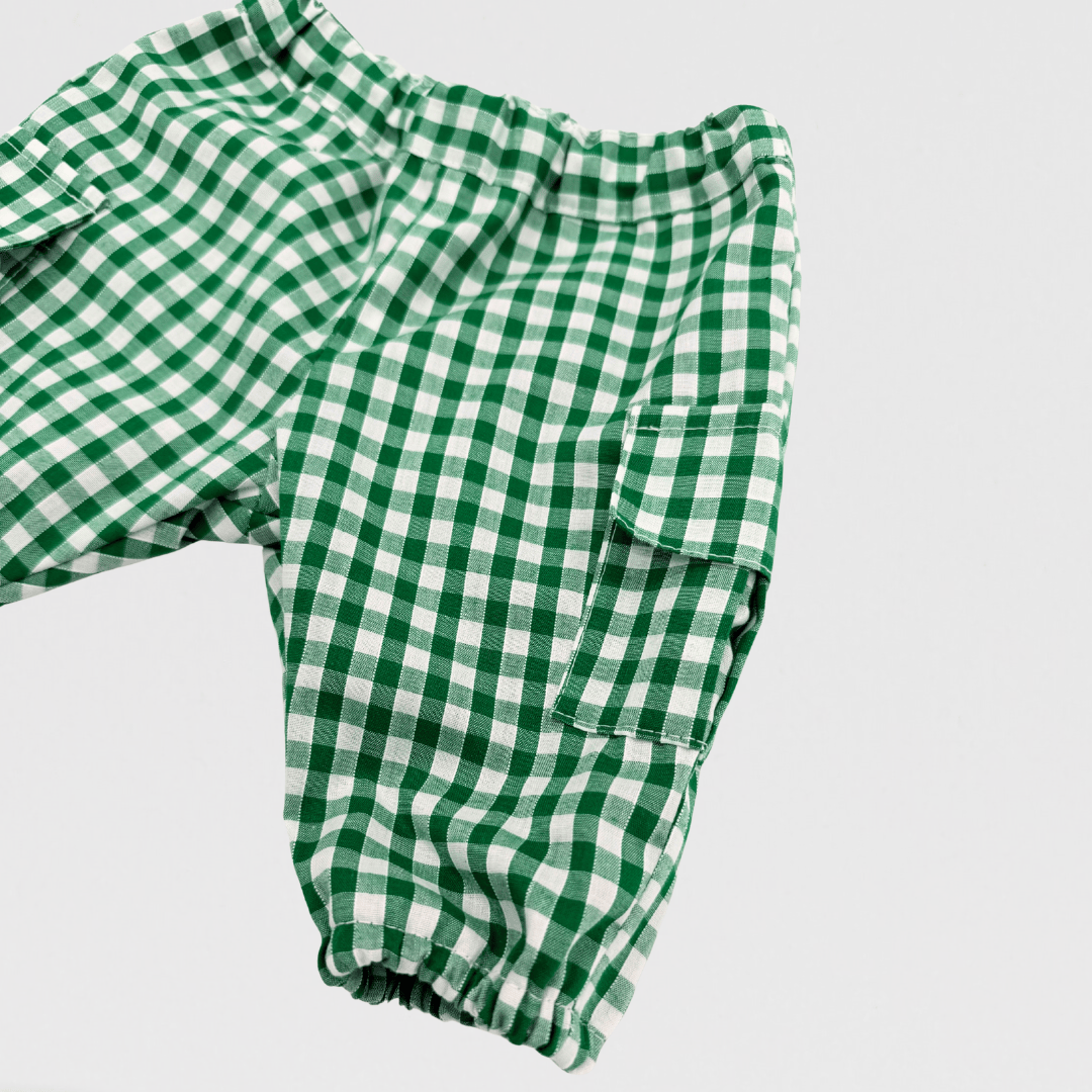 Frankie Pocket Gingham Trousers | Green/White