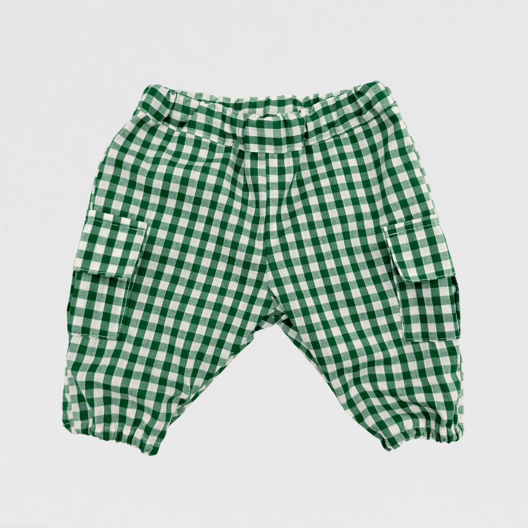 Frankie Pocket Gingham Trousers | Green/White