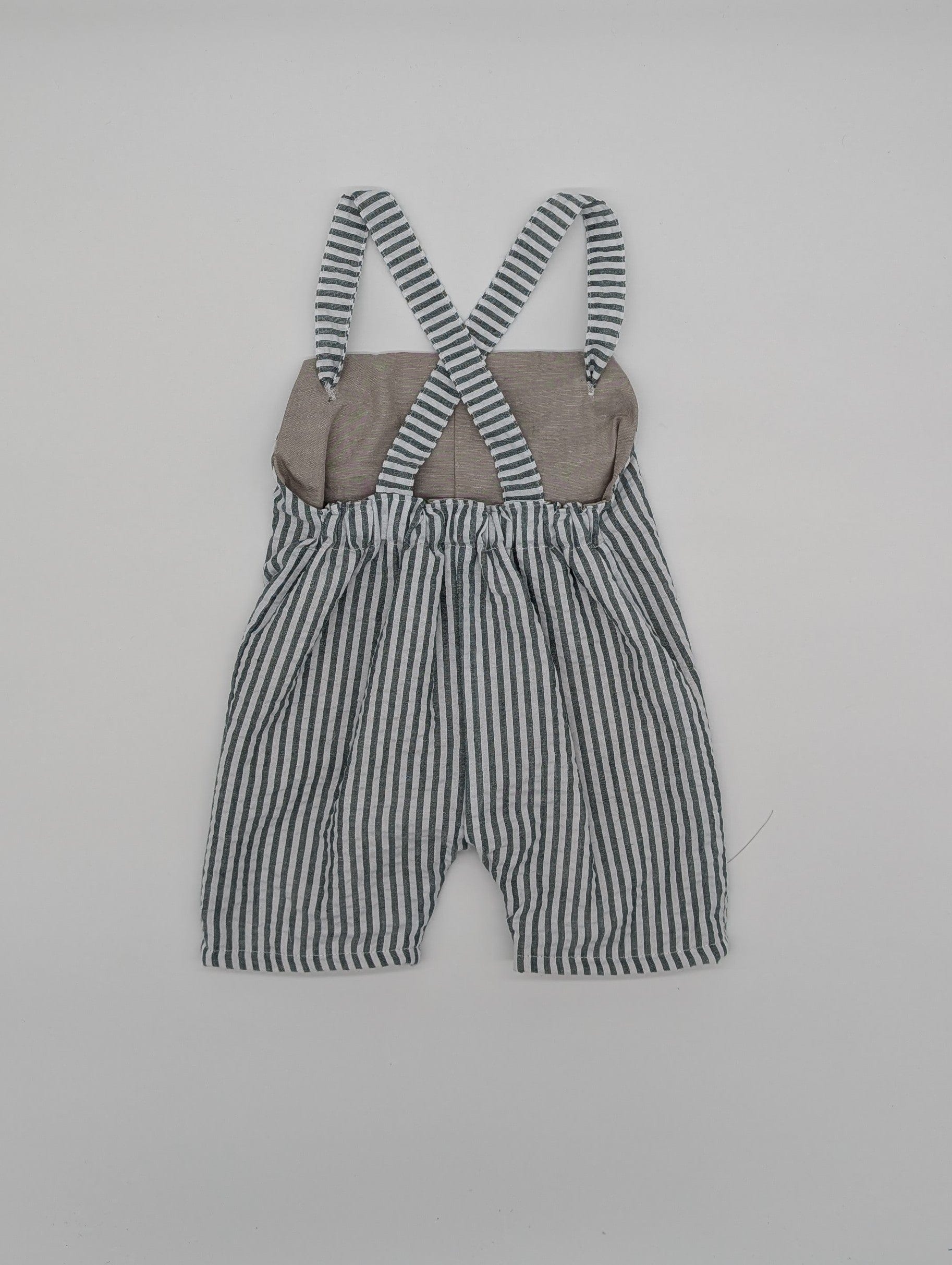 Green Stripe Shortie Dungarees