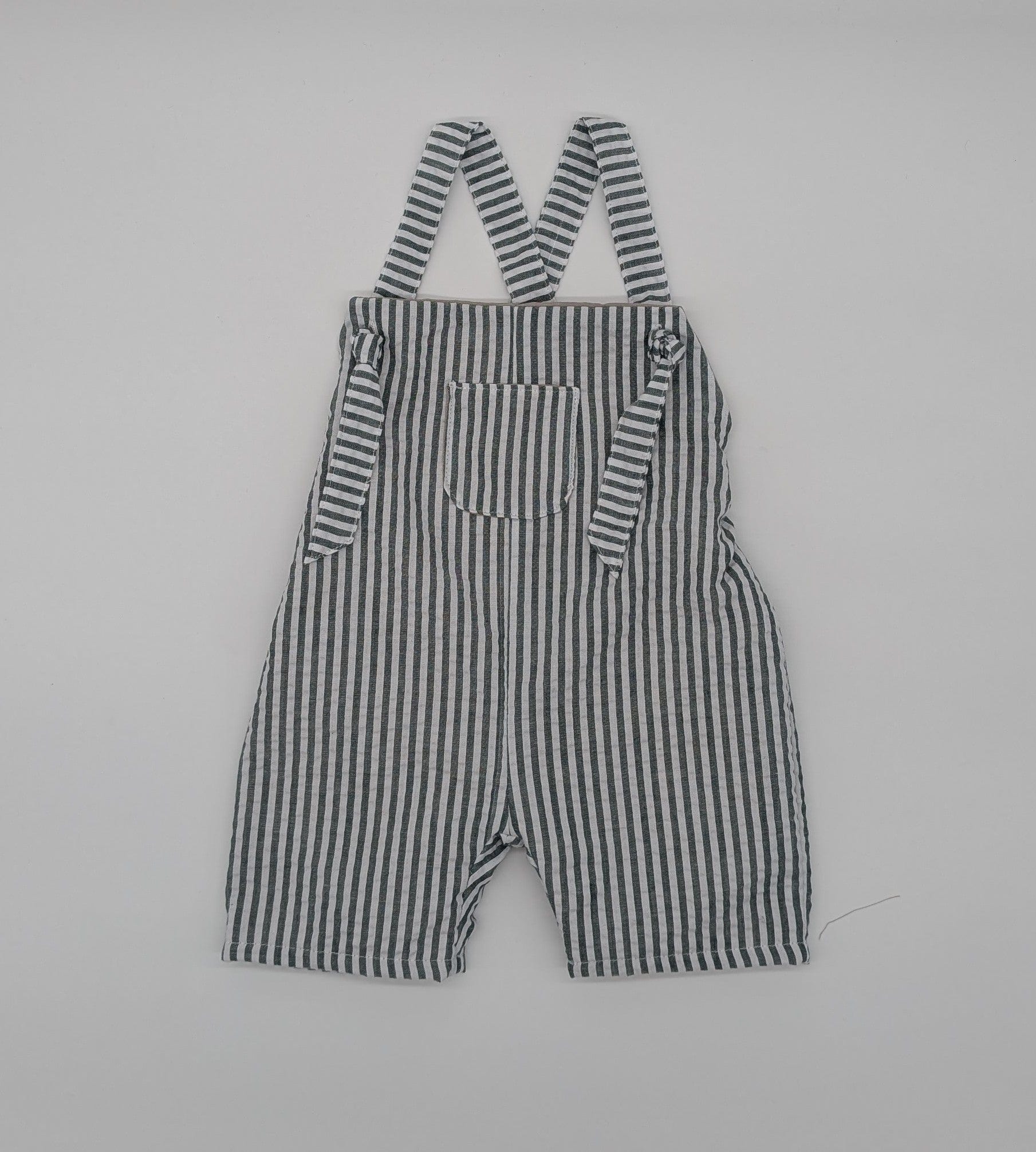Green Stripe Shortie Dungarees