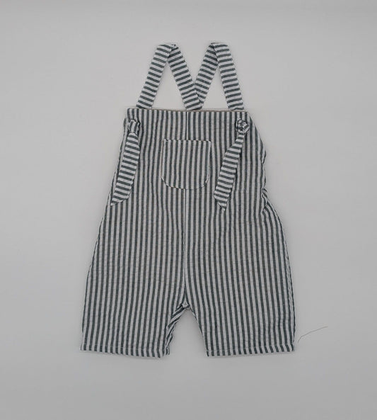 Green Stripe Shortie Dungarees