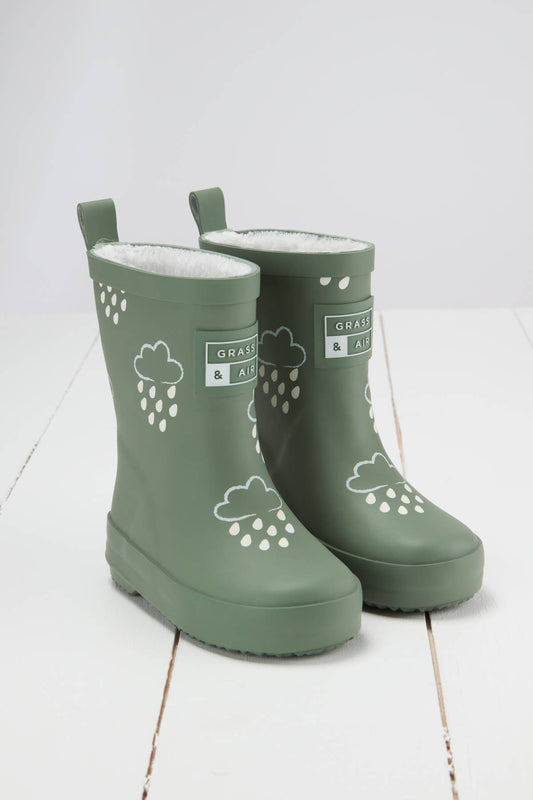 UK7 Khaki Green Colour-Changing Kids Wellies