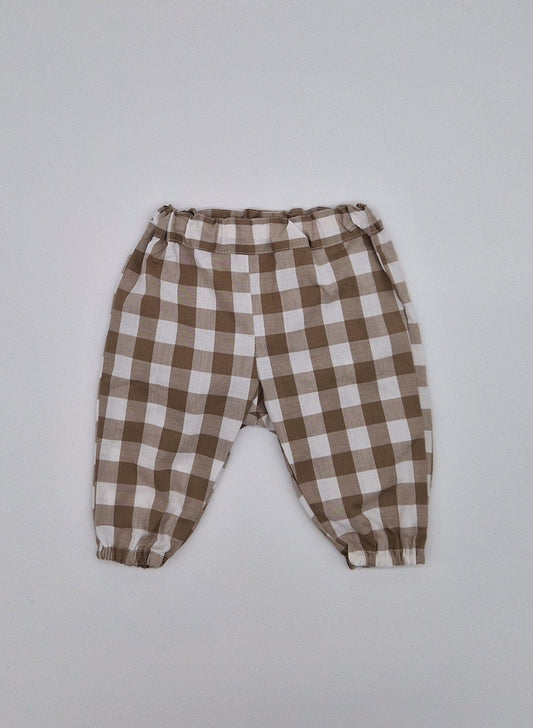 Large Gingham Trouser - Sand