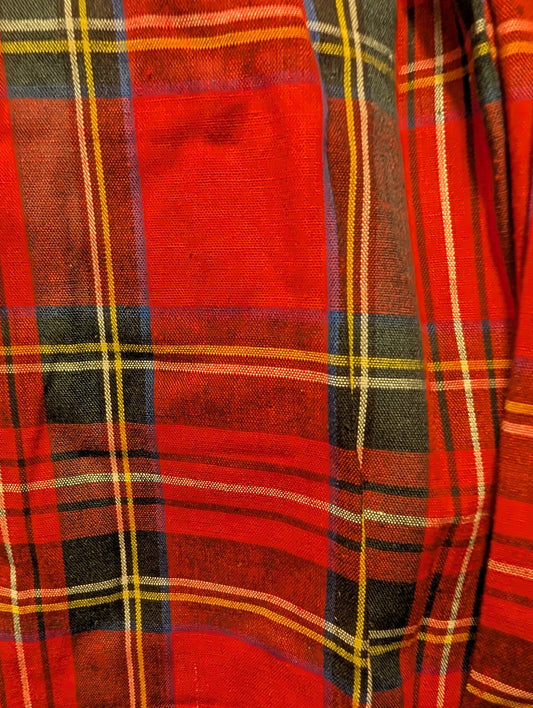 LONG SLEEVE SHOULDER DETAIL DRESS | RED TARTAN