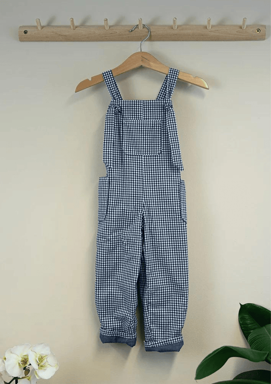 Navy Gingham Dungarees