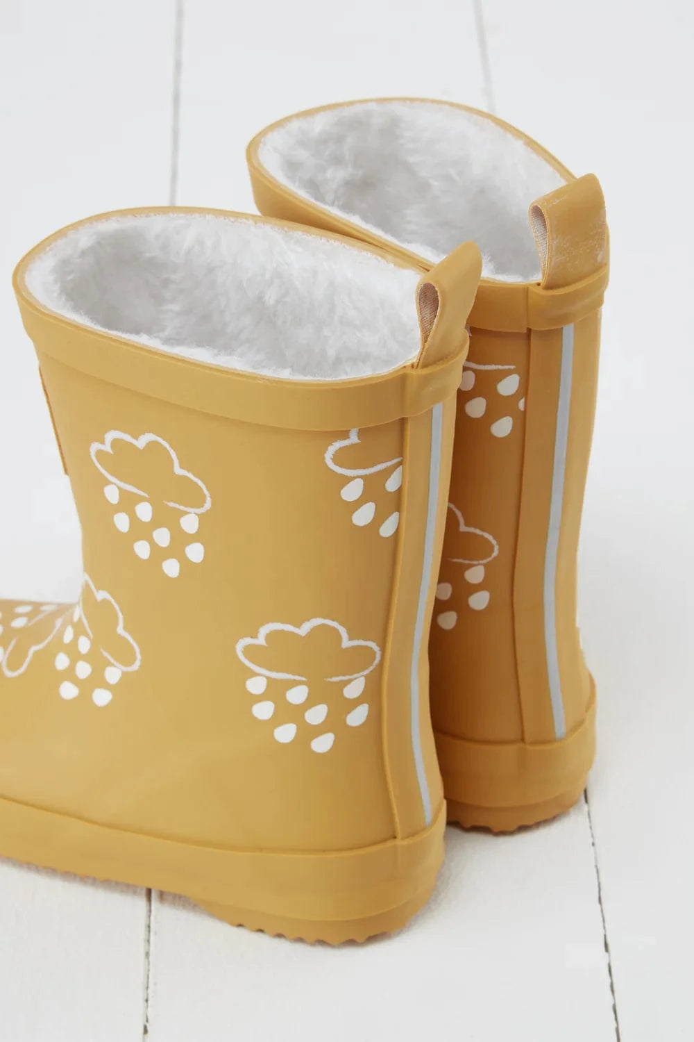 Ochre Colour-Changing Kids Wellies with Teddy Fleece Lining