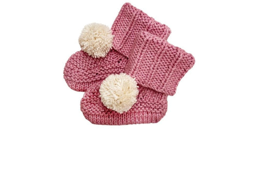 Pom Pom Booties Pink – 0-9M