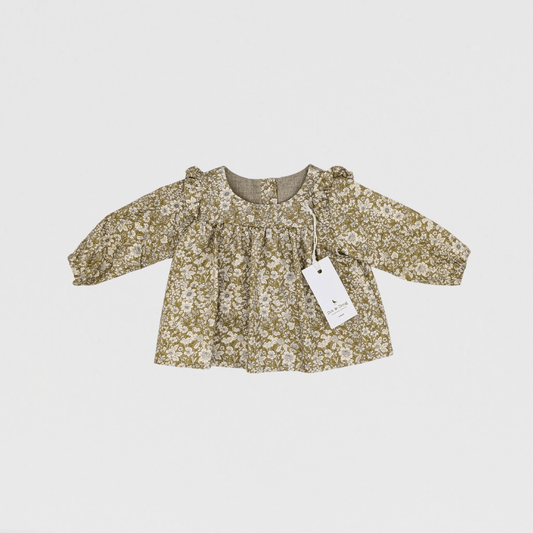 Poppy Floral Long Sleeve Blouse | Olive/White