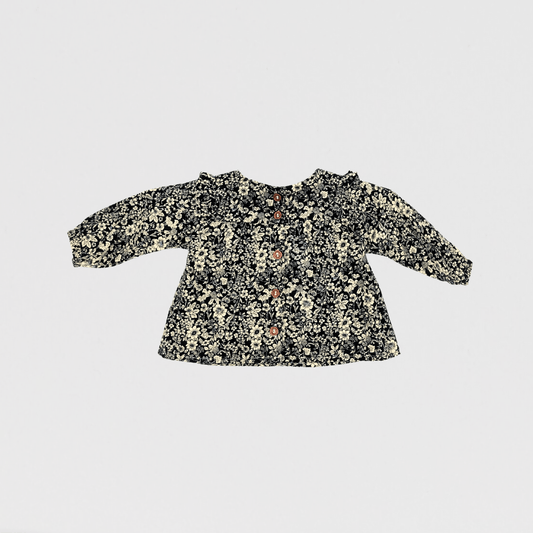 Poppy Long Sleeve Floral Blouse | Navy/White