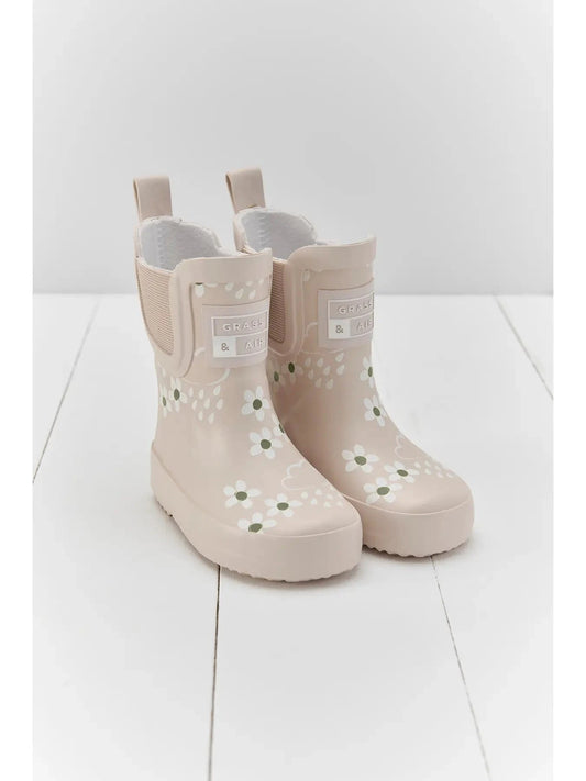 PRE-ORDER Pampas Cream Floral Short Colour-Changing Kids Wellies