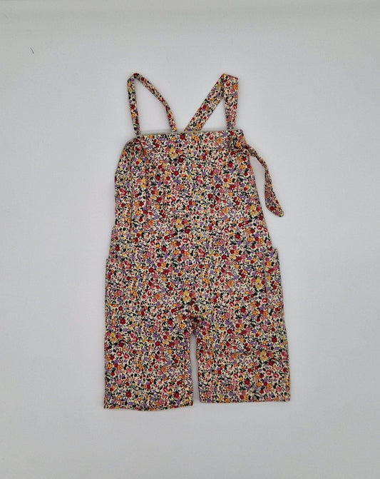 RED DITSY FLORAL DUNGAREES
