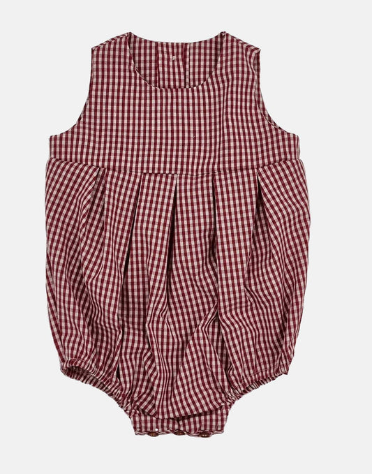 Rompers Red Gingham Pleated Romper