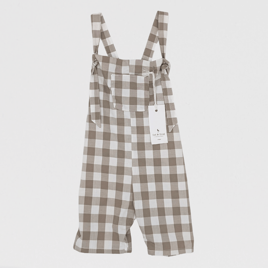 Sammie Chequered Dungaree | Sand/White