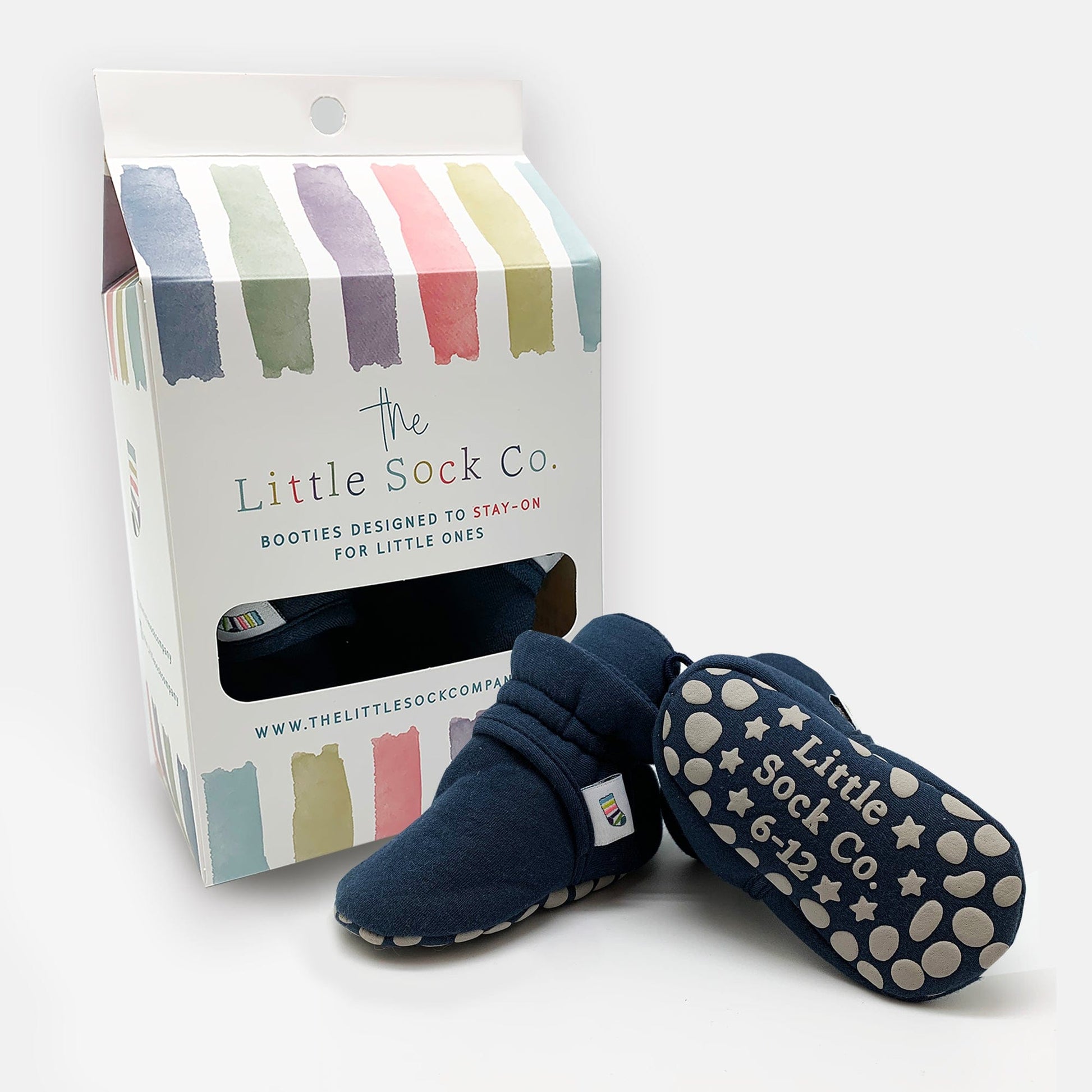 Stay-on, Non-Slip Bootie - Perfect pram Slipper or Baby Carrier boot - Navy